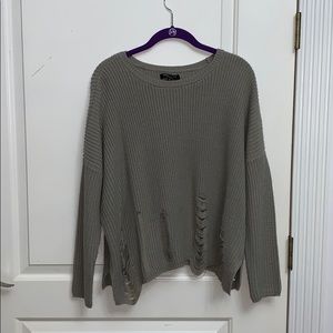 Distressed Hem Oversized Sweater